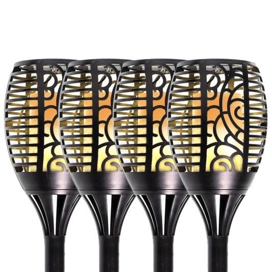 Solarlamp Fakkel Small voordeelset 4 stuks zwart met vlameffect