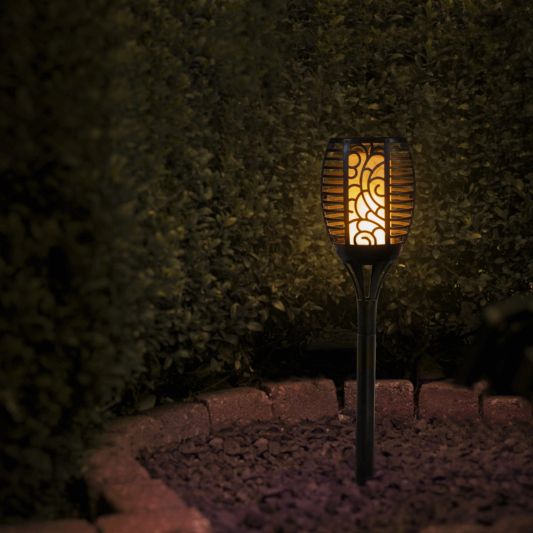 Solarlamp Fakkel Small zwart met vlameffect