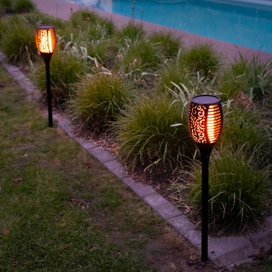 Solarlamp Fakkel voordeelset 3 zwart met schemersensor