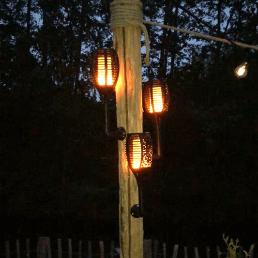 Solarlamp Fakkel voordeelset 3 zwart met schemersensor