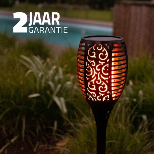 Solarlamp Fakkel voordeelset zwart met schemersensor