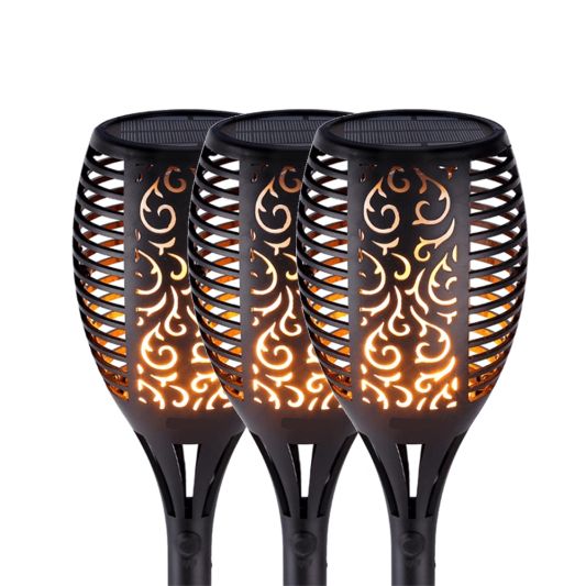 Solarlamp Fakkel voordeelset 3 zwart met schemersensor