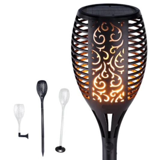 Solarlamp Fakkel zwart met schemersensor