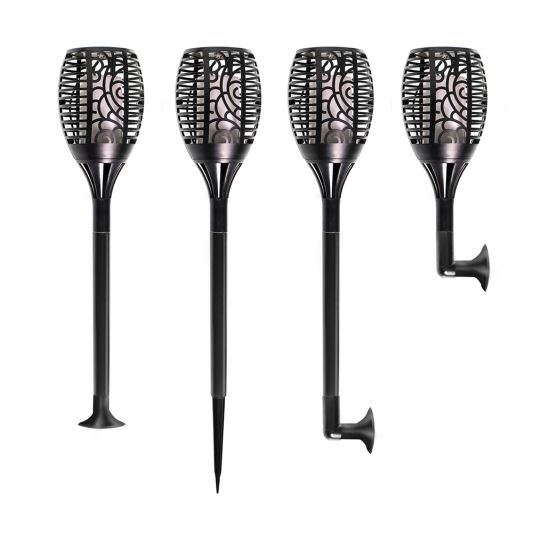 Solarlamp Fakkel Small voordeelset 4 stuks zwart met vlameffect