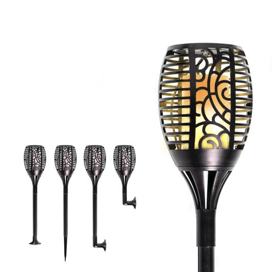 Solarlamp Fakkel Small zwart met vlameffect