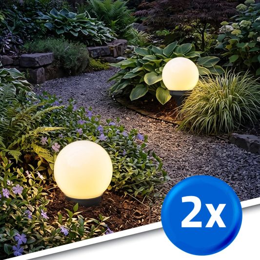 Solarlamp Float - Drijvende vijverlamp en priklamp in één - Warm wit licht - 2 stuks
