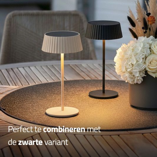 Tafellamp oplaadbaar Seren zandkleur - USB-C - Op zonne-energie - Set van 2