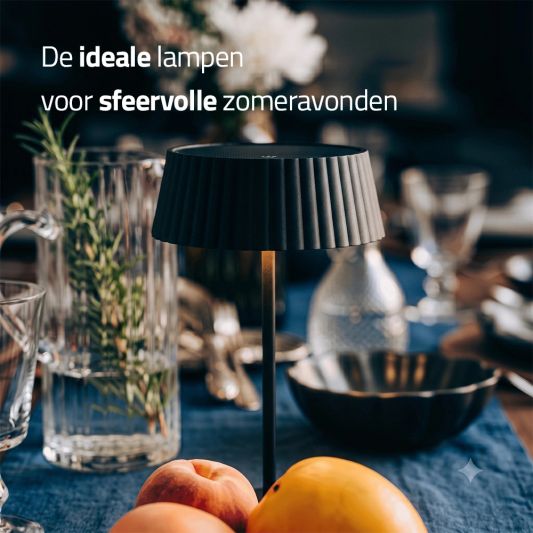 Tafellamp oplaadbaar Seren zwart - USB-C - Op zonne-energie - Set van 2