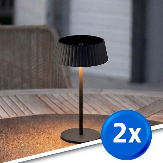 Tafellamp oplaadbaar Seren zwart - USB-C - Op zonne-energie - Set van 2