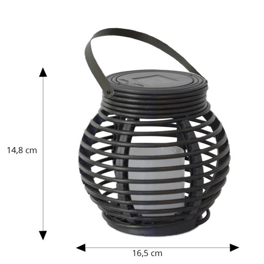 Vier stuks Solar Lantaarn Basket Medium en Small Rotanlook lamp op zonne energie