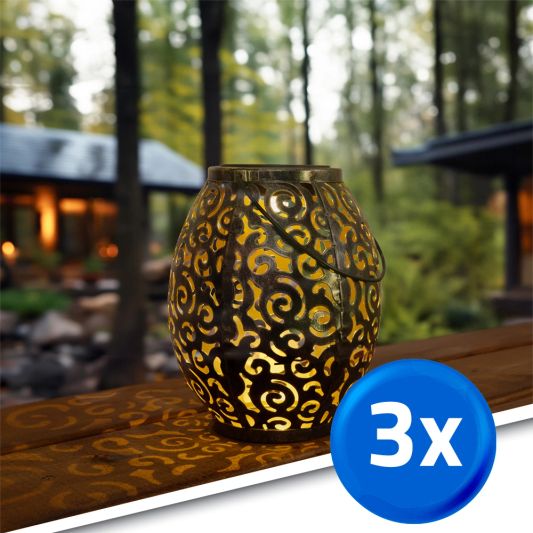 Voordeelset Solar LED tafellamp Agadir 3 stuks op zonne-energie met mooi lichteffect