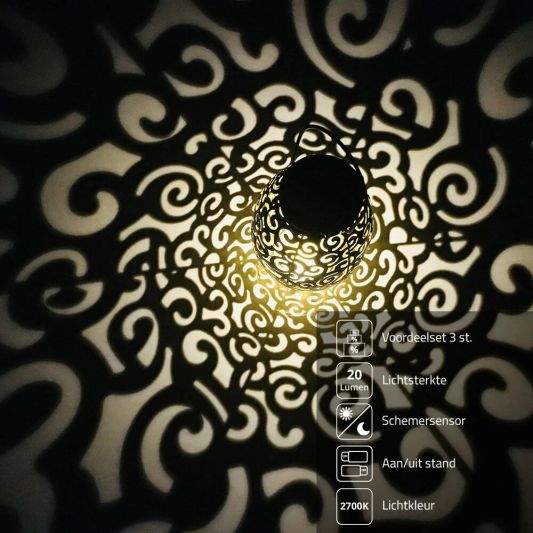 Voordeelset Solar LED tafellamp Agadir 3 stuks op zonne-energie met mooi lichteffect