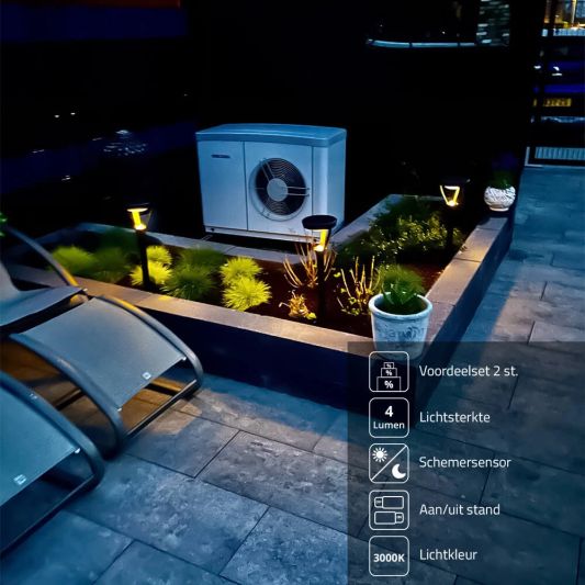 Voordeelset Solar priklamp Birdie zwart met warm wit licht