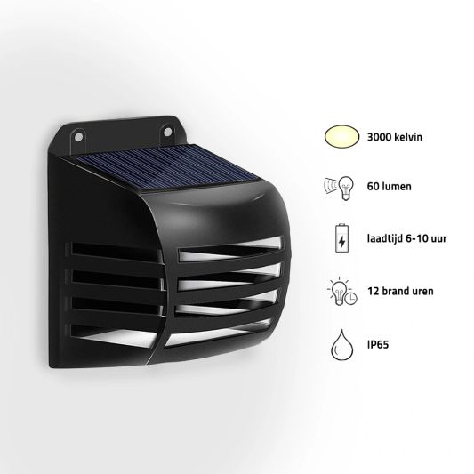 Zwarte solar wandlamp Stripe op zonne-energie set van 4