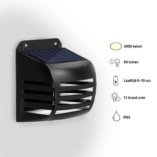Zwarte solar wandlamp Stripe op zonne-energie set van 4