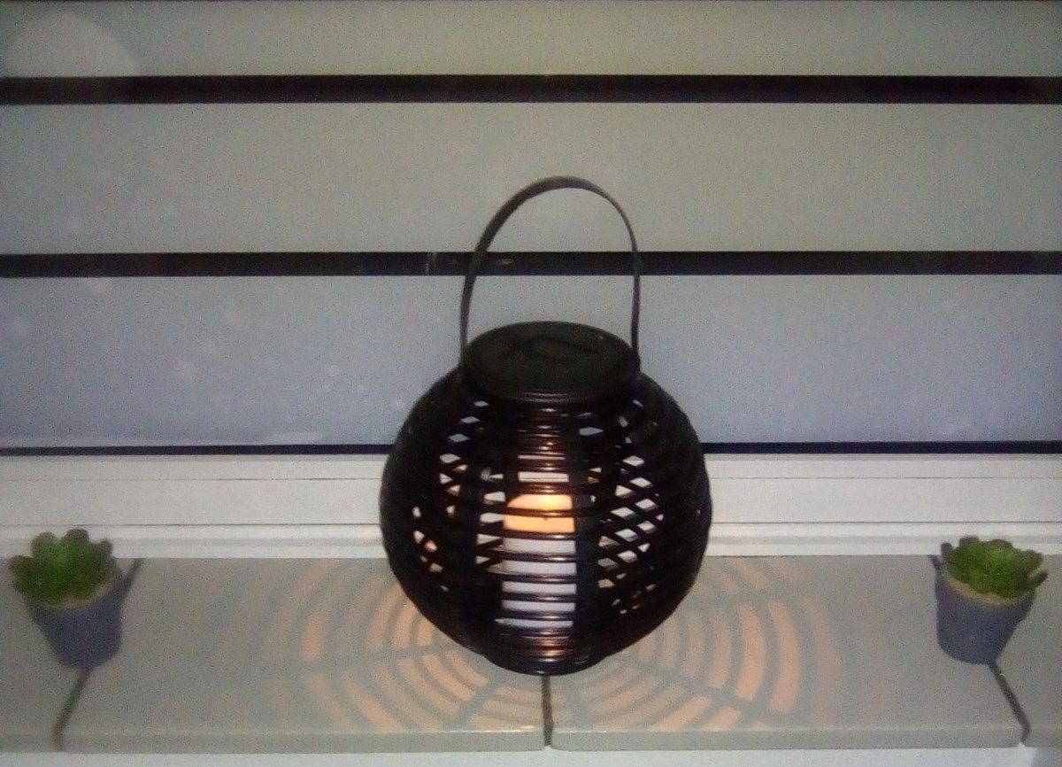 Solar Lantaarn Basket Medium Rotanlook lamp op zonne energie
