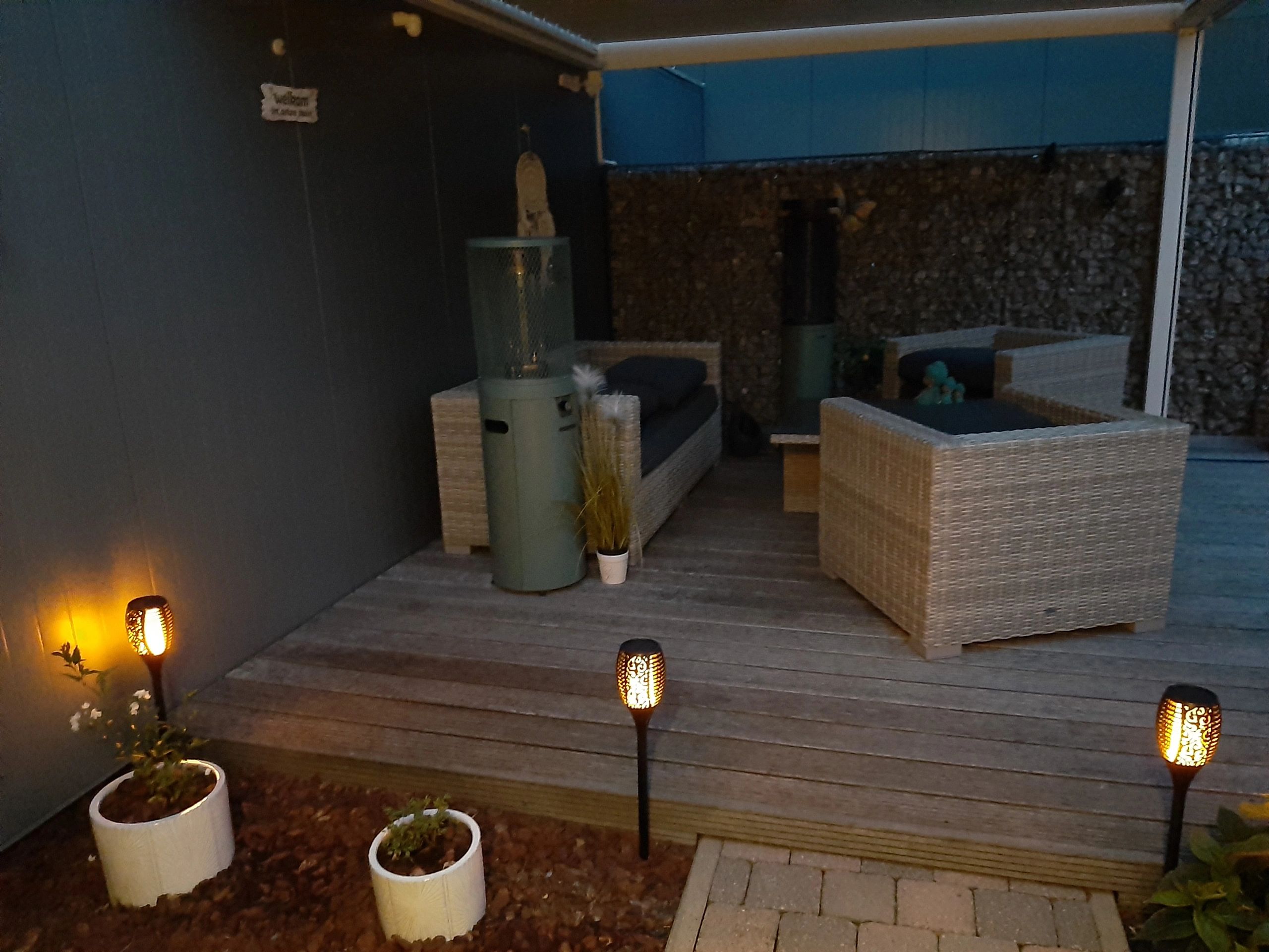Solarlamp Fakkel zwart met schemersensor