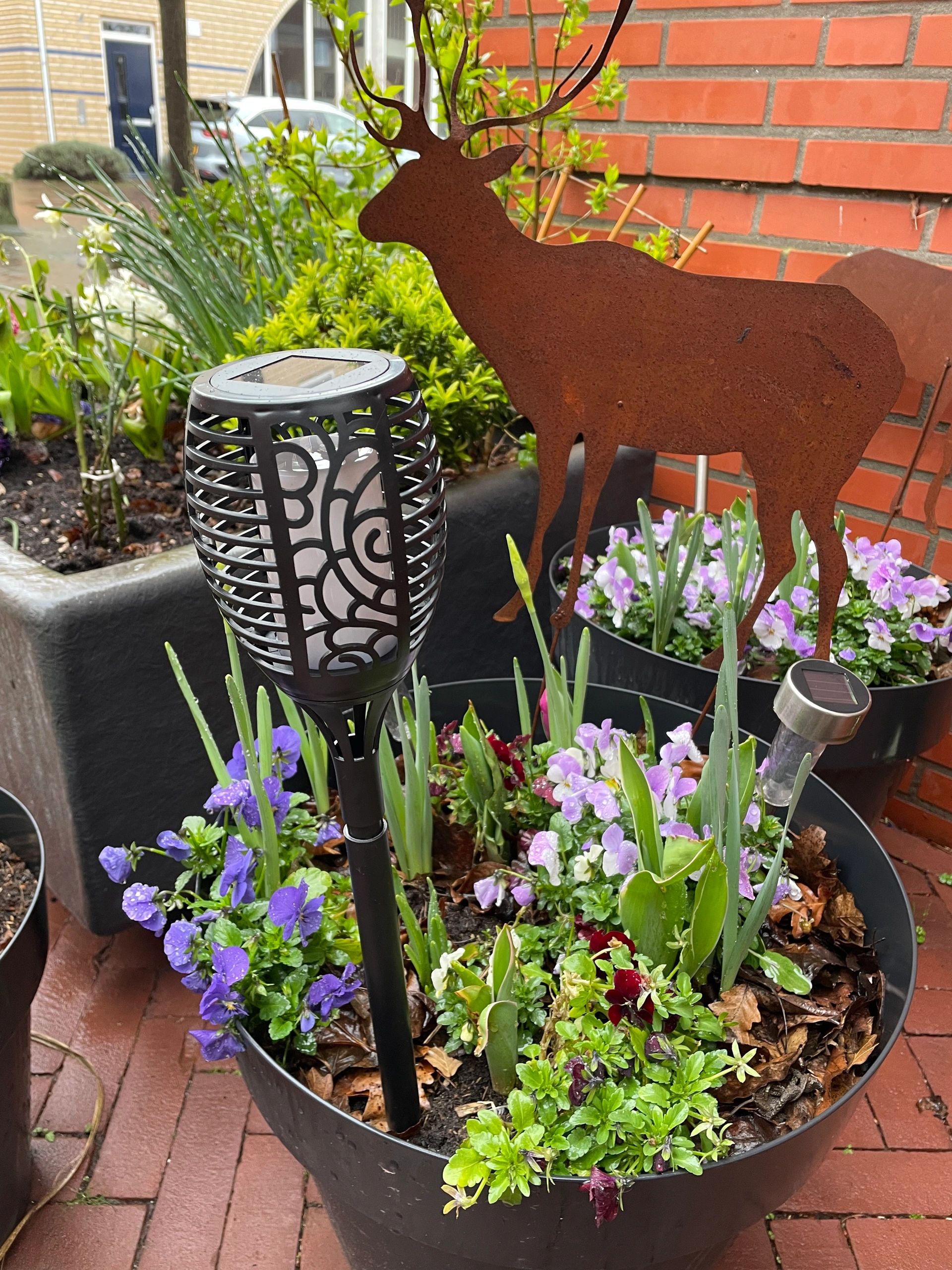 Solarlamp Fakkel Small voordeelset van 2 stuks zwart met vlameffect