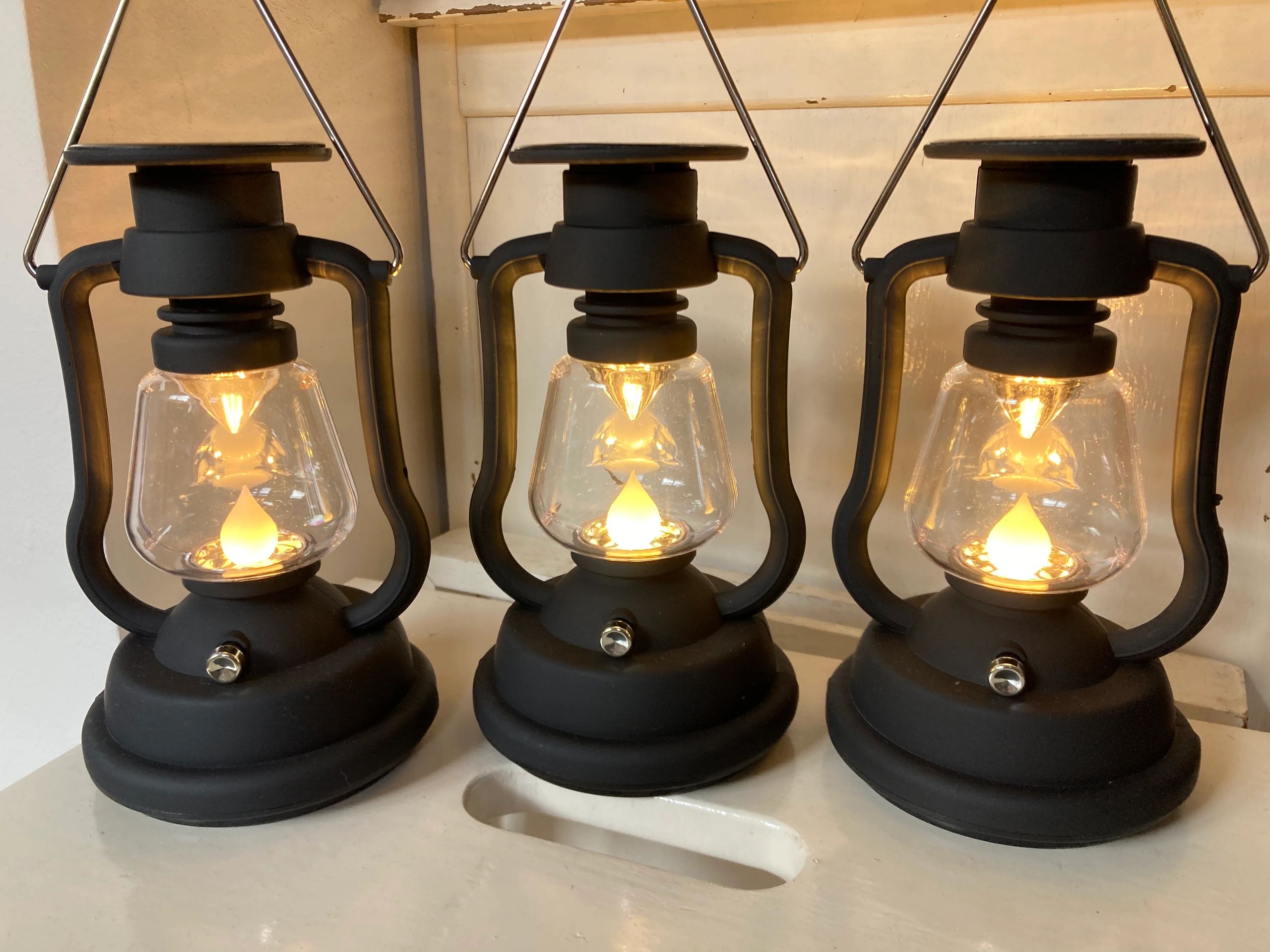 Solar storm windlicht OiL op zonne energie kleur zwart (set van 3 stuks)