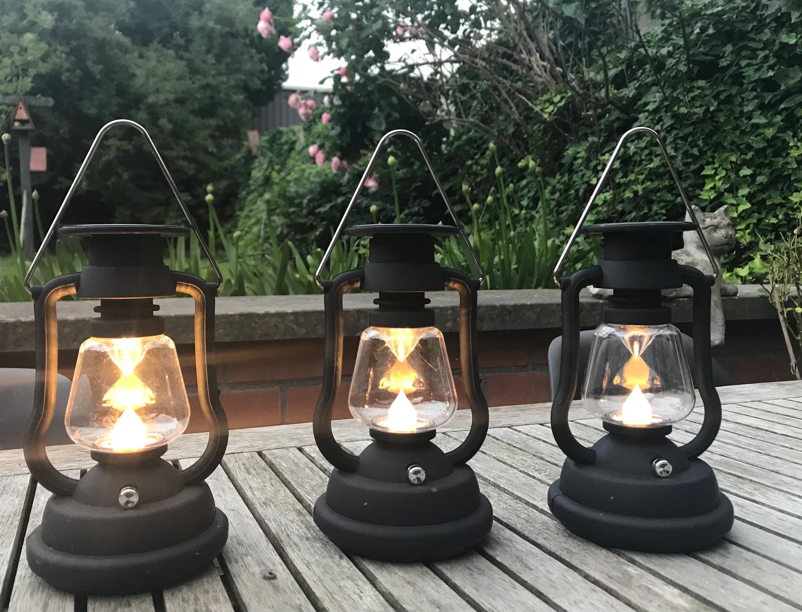 Solar storm windlicht OiL op zonne energie kleur zwart (set van 3 stuks)