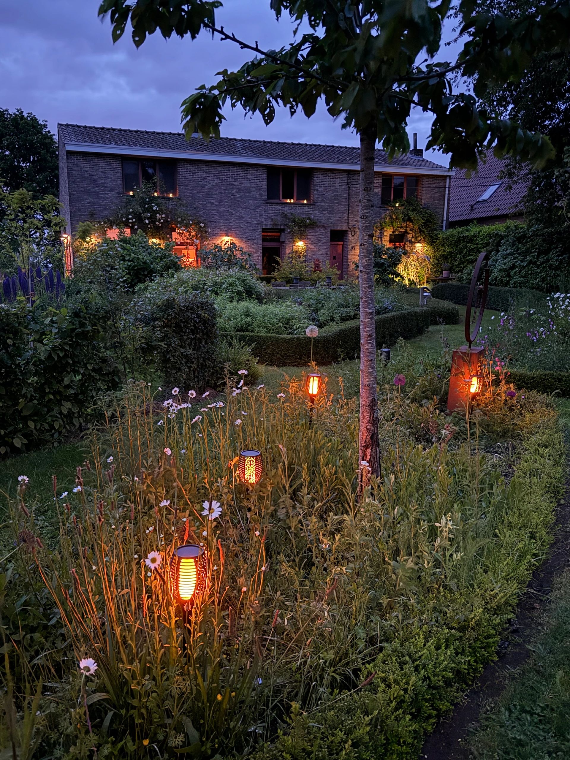 Solarlamp Fakkel voordeelset zwart met schemersensor