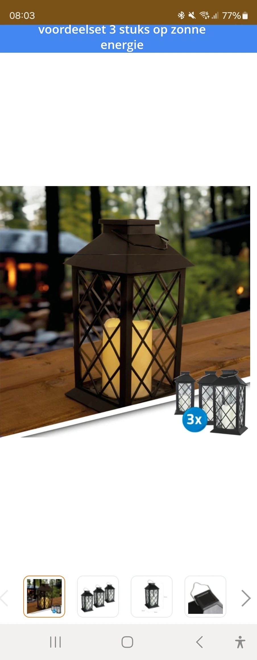 Solar Lantaarn Candle II voordeelset 3 stuks op zonne energie